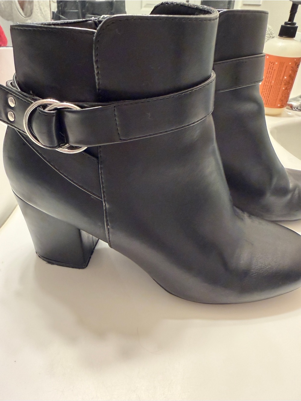 Report Black Ankle Boots with Buckle Strap